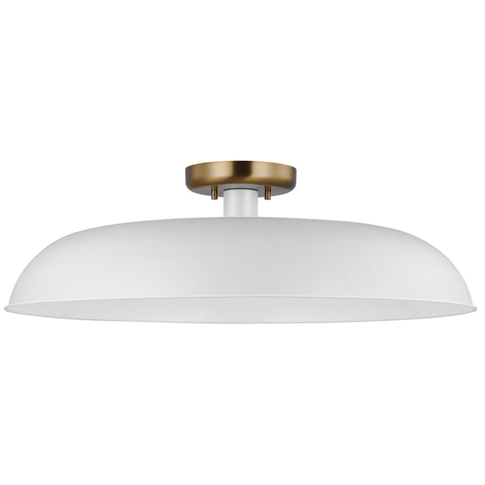 SATCO/NUVO Colony 1-Light Large Flush Mount Fixture Matte White With Burnished Brass (60-7496)