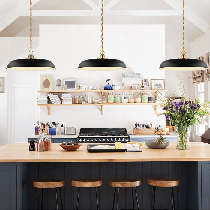 SATCO/NUVO Colony 1-Light Large Pendant Matte Black With Burnished Brass (60-7487)