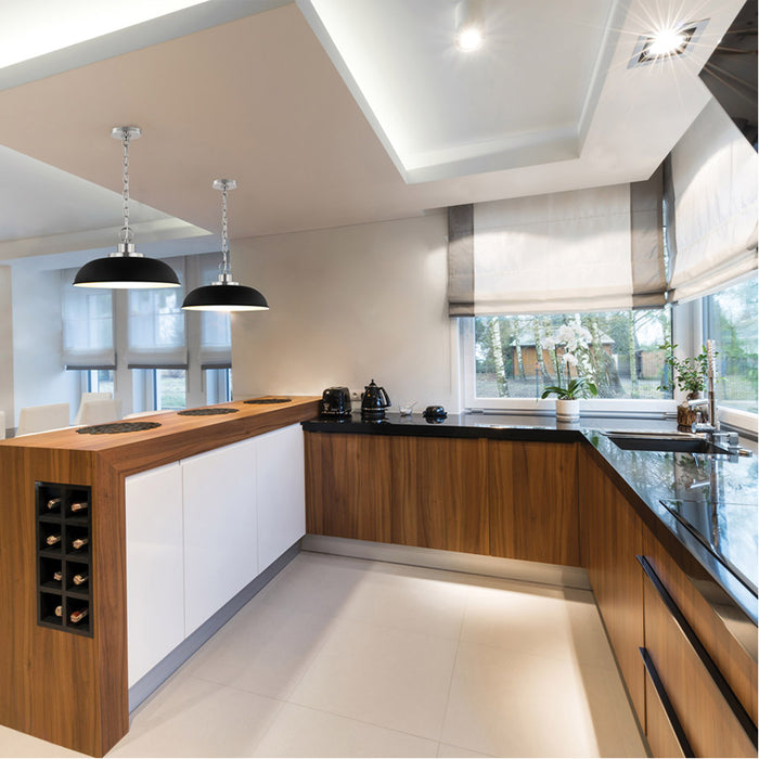 SATCO/NUVO Colony 1-Light Large Pendant Matte Black With Polished Nickel (60-7488)