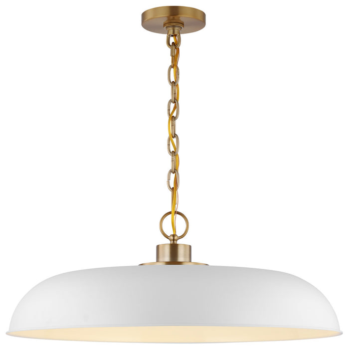 SATCO/NUVO Colony 1-Light Large Pendant Matte White With Burnished Brass (60-7486)