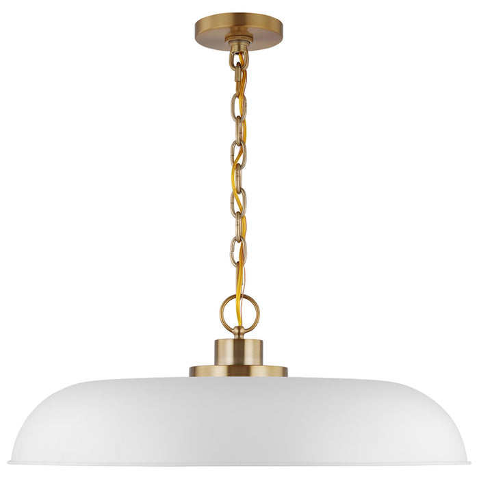 SATCO/NUVO Colony 1-Light Large Pendant Matte White With Burnished Brass (60-7486)