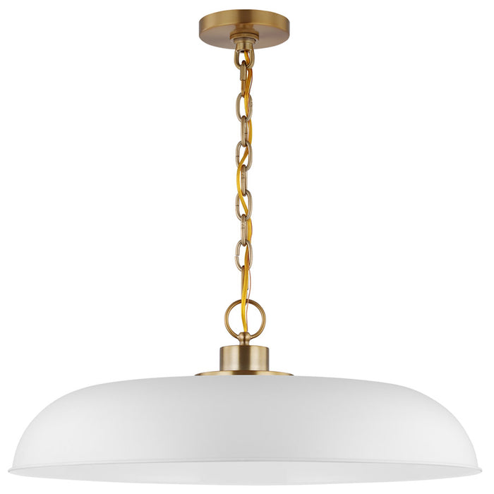 SATCO/NUVO Colony 1-Light Large Pendant Matte White With Burnished Brass (60-7486)