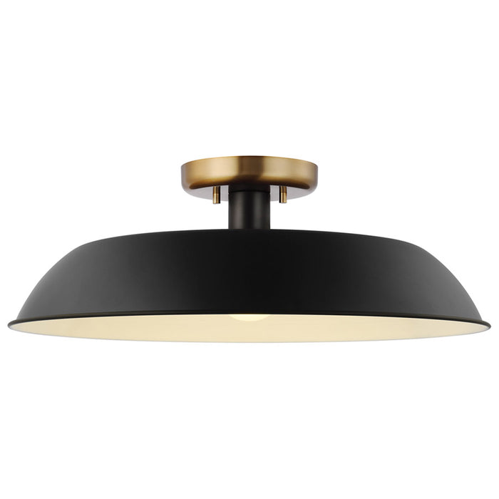 SATCO/NUVO Colony 1-Light Medium Flush Mount Fixture Matte Black With Burnished Brass (60-7494)