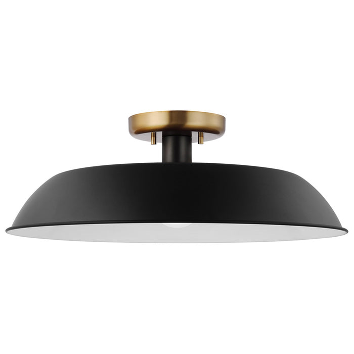 SATCO/NUVO Colony 1-Light Medium Flush Mount Fixture Matte Black With Burnished Brass (60-7494)