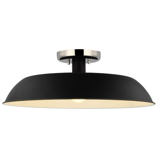 SATCO/NUVO Colony 1-Light Medium Flush Mount Fixture Matte Black With Polished Nickel (60-7495)