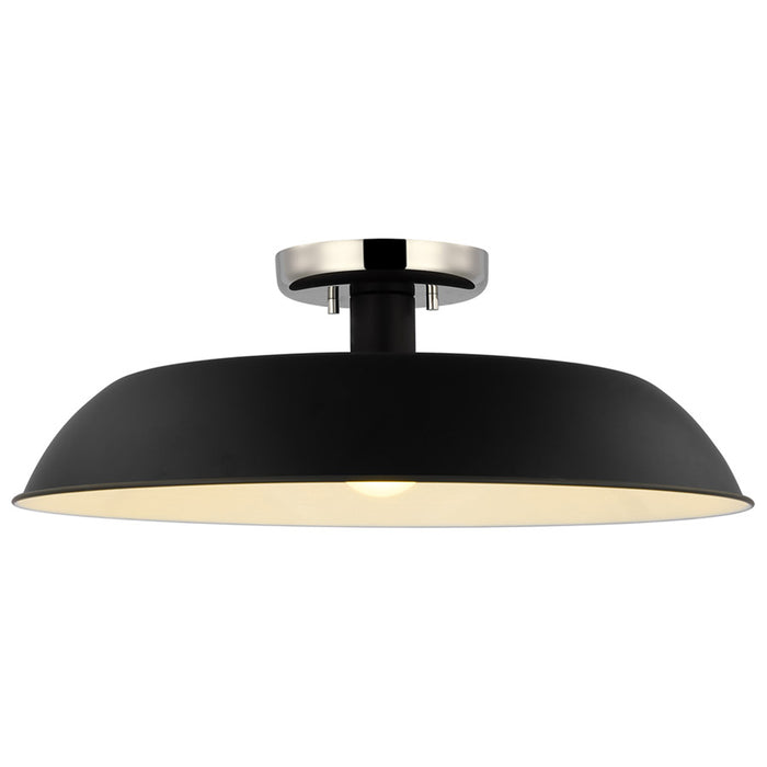 SATCO/NUVO Colony 1-Light Medium Flush Mount Fixture Matte Black With Polished Nickel (60-7495)