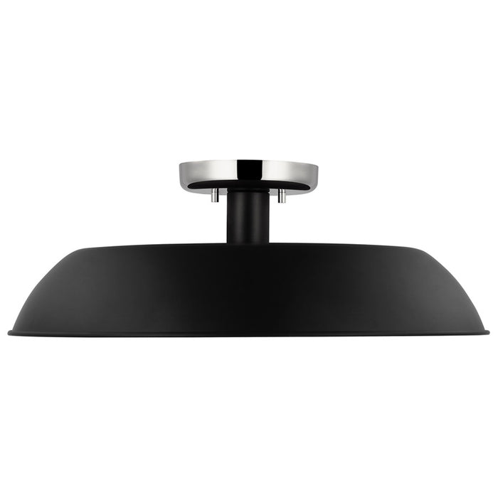 SATCO/NUVO Colony 1-Light Medium Flush Mount Fixture Matte Black With Polished Nickel (60-7495)