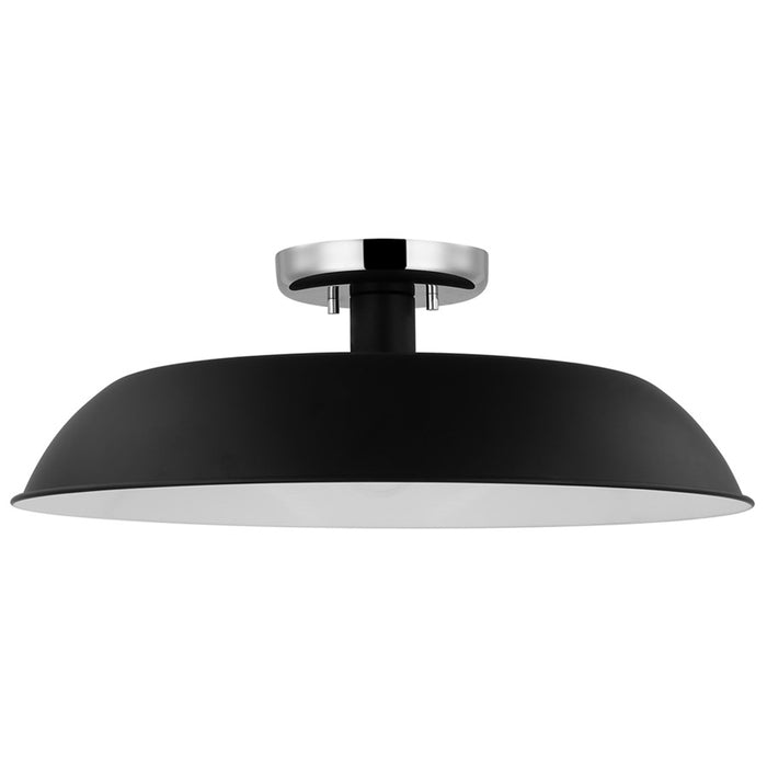 SATCO/NUVO Colony 1-Light Medium Flush Mount Fixture Matte Black With Polished Nickel (60-7495)