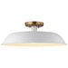 SATCO/NUVO Colony 1-Light Medium Flush Mount Fixture Matte White With Burnished Brass (60-7493)