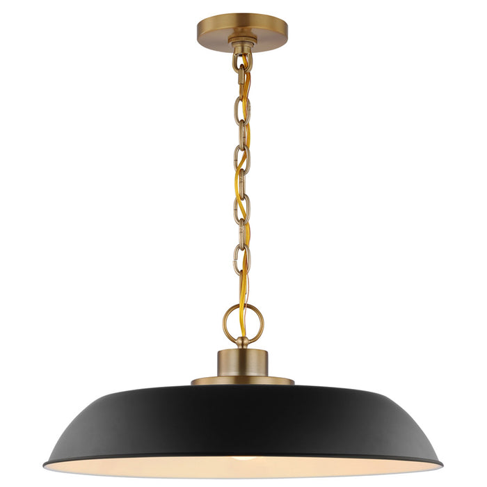 SATCO/NUVO Colony 1-Light Medium Pendant Matte Black With Burnished Brass (60-7484)