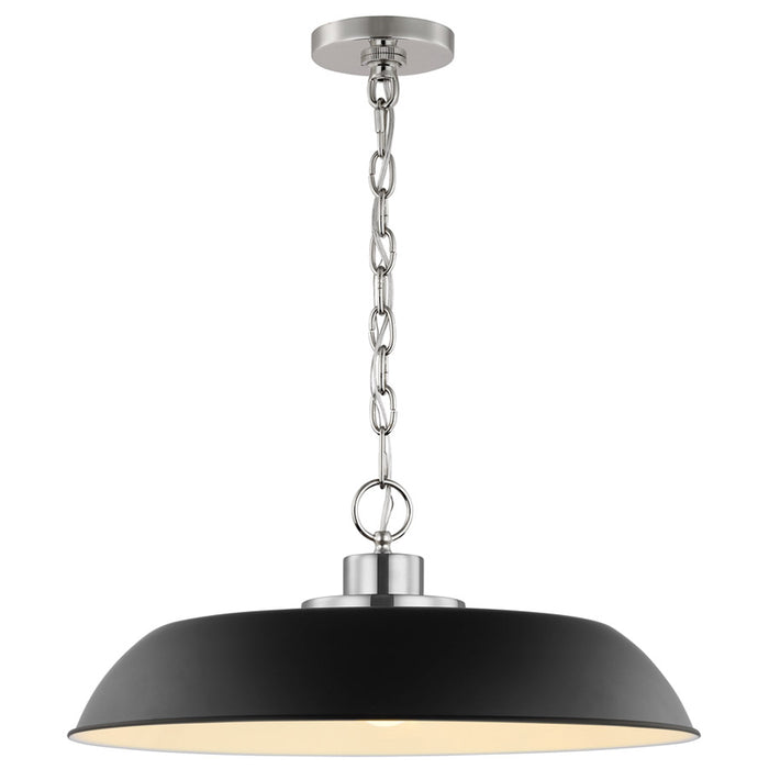SATCO/NUVO Colony 1-Light Medium Pendant Matte Black With Polished Nickel (60-7485)
