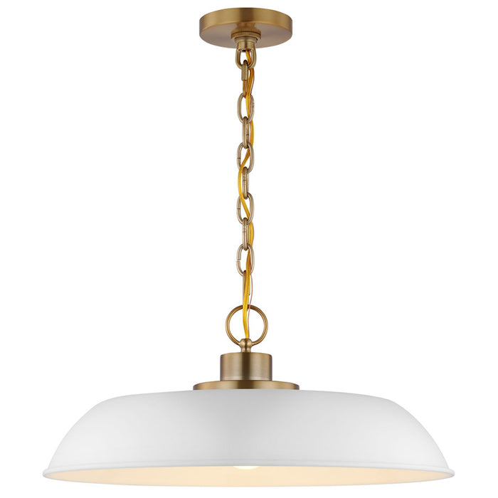 SATCO/NUVO Colony 1-Light Medium Pendant Matte White With Burnished Brass (60-7483)