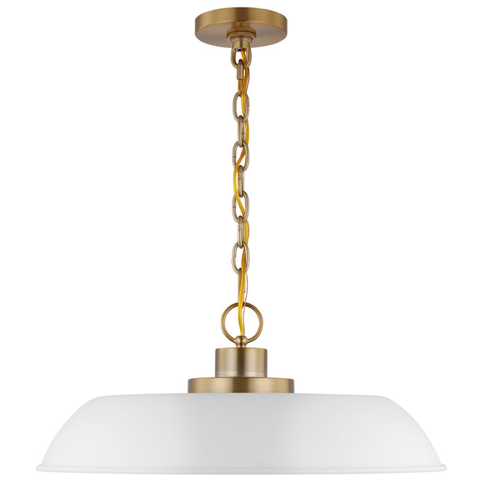 SATCO/NUVO Colony 1-Light Medium Pendant Matte White With Burnished Brass (60-7483)
