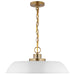 SATCO/NUVO Colony 1-Light Medium Pendant Matte White With Burnished Brass (60-7483)