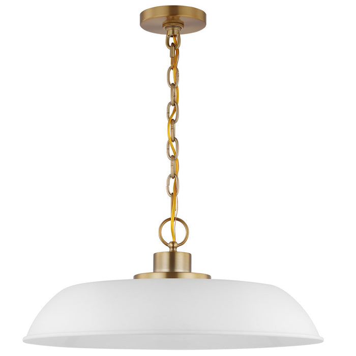 SATCO/NUVO Colony 1-Light Medium Pendant Matte White With Burnished Brass (60-7483)