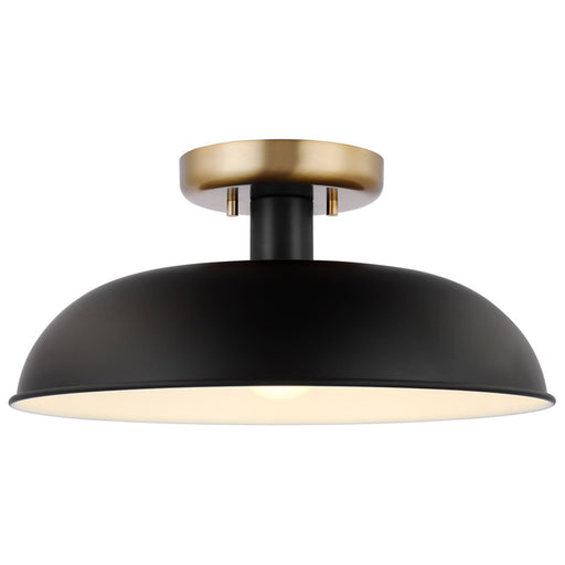 SATCO/NUVO Colony 1-Light Small Flush Mount Fixture Matte Black With Burnished Brass (60-7491)