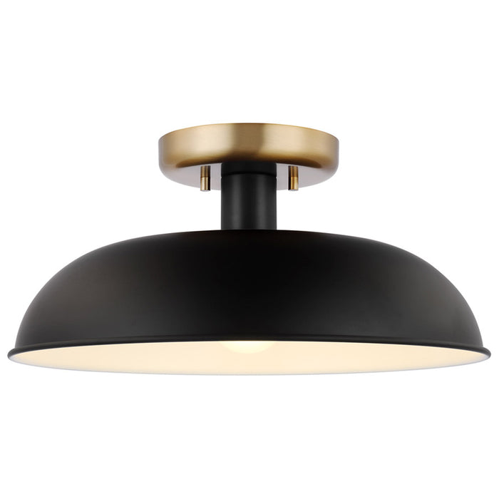 SATCO/NUVO Colony 1-Light Small Flush Mount Fixture Matte Black With Burnished Brass (60-7491)