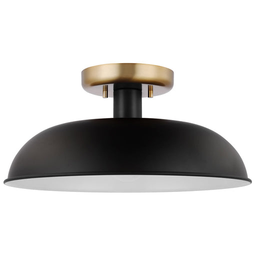 SATCO/NUVO Colony 1-Light Small Flush Mount Fixture Matte Black With Burnished Brass (60-7491)
