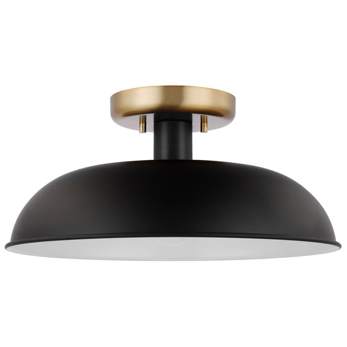 SATCO/NUVO Colony 1-Light Small Flush Mount Fixture Matte Black With Burnished Brass (60-7491)