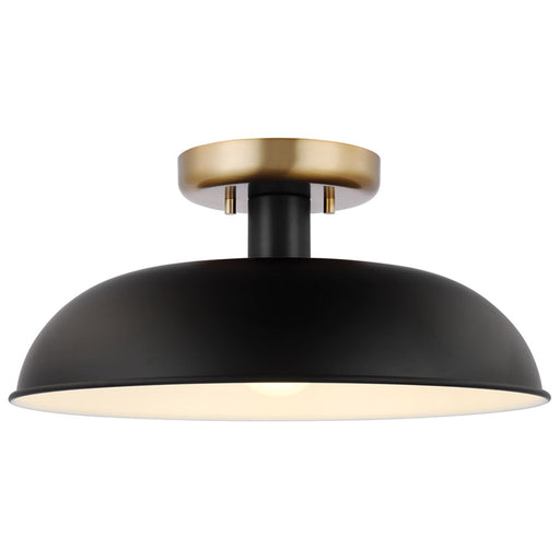 SATCO/NUVO Colony 1-Light Small Flush Mount Fixture Matte Black With Polished Nickel (60-7492)