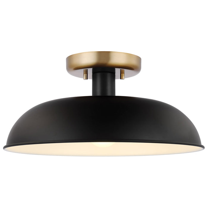 SATCO/NUVO Colony 1-Light Small Flush Mount Fixture Matte Black With Polished Nickel (60-7492)