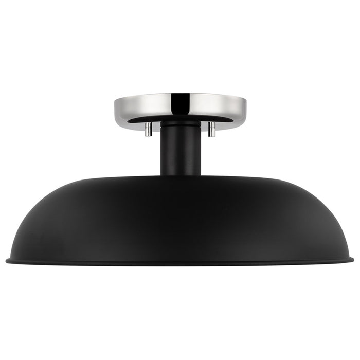 SATCO/NUVO Colony 1-Light Small Flush Mount Fixture Matte Black With Polished Nickel (60-7492)