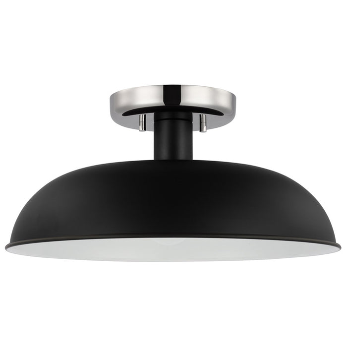 SATCO/NUVO Colony 1-Light Small Flush Mount Fixture Matte Black With Polished Nickel (60-7492)