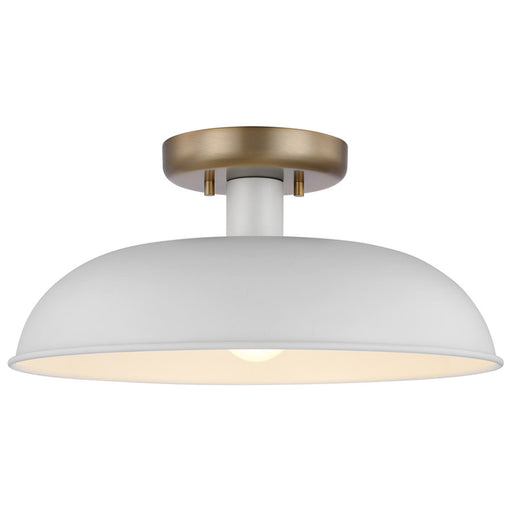 SATCO/NUVO Colony 1-Light Small Flush Mount Fixture Matte White With Burnished Brass (60-7490)