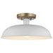 SATCO/NUVO Colony 1-Light Small Flush Mount Fixture Matte White With Burnished Brass (60-7490)