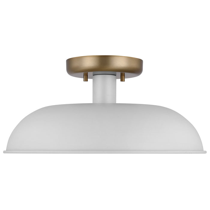 SATCO/NUVO Colony 1-Light Small Flush Mount Fixture Matte White With Burnished Brass (60-7490)