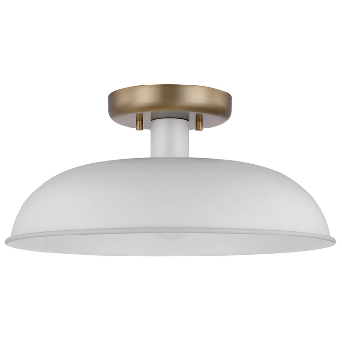 SATCO/NUVO Colony 1-Light Small Flush Mount Fixture Matte White With Burnished Brass (60-7490)
