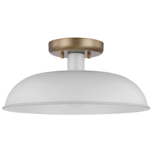 SATCO/NUVO Colony 1-Light Small Flush Mount Fixture Matte White With Burnished Brass (60-7490)