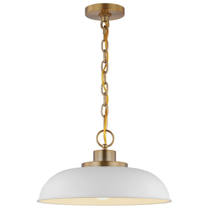 SATCO/NUVO Colony 1-Light Small Pendant Matte White With Burnished Brass (60-7480)