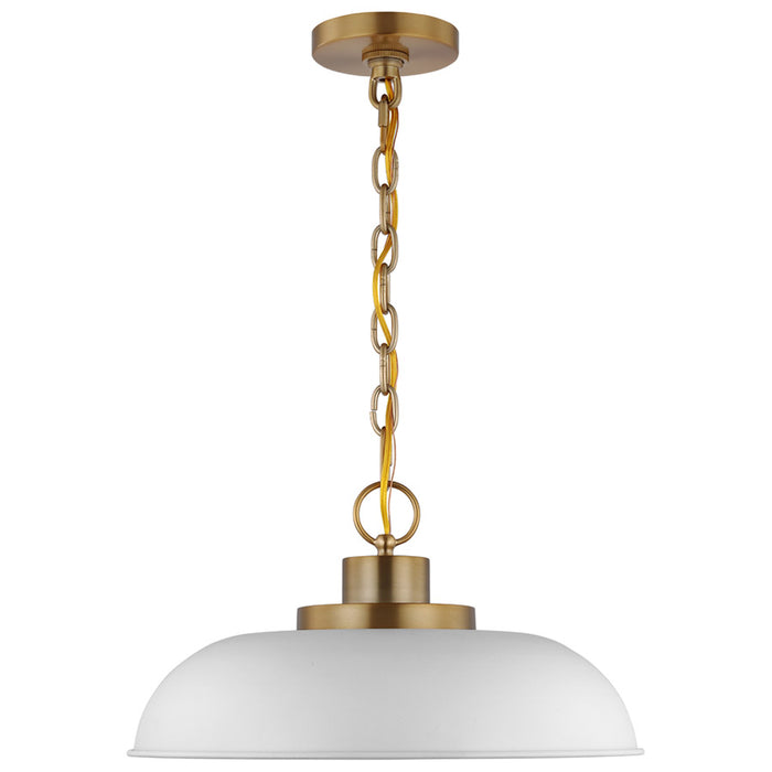 SATCO/NUVO Colony 1-Light Small Pendant Matte White With Burnished Brass (60-7480)