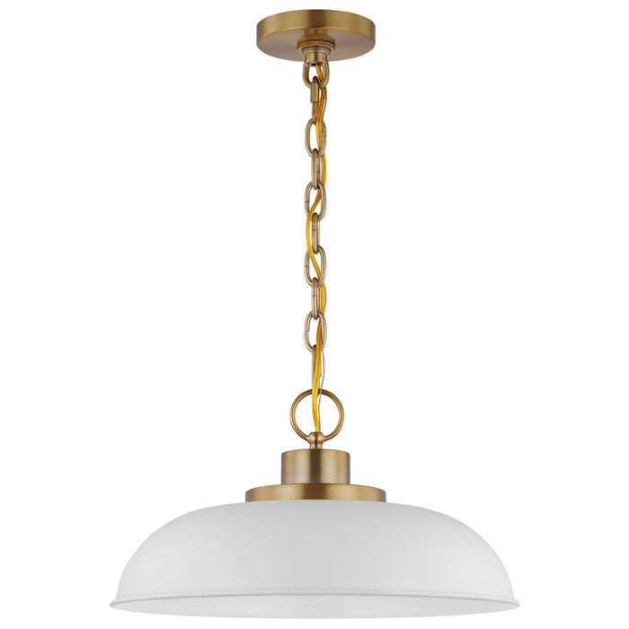 SATCO/NUVO Colony 1-Light Small Pendant Matte White With Burnished Brass (60-7480)