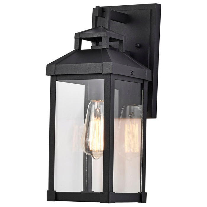 SATCO/NUVO Corning 1-Light Medium Wall Lantern Matte Black With Clear Glass (60-7371)