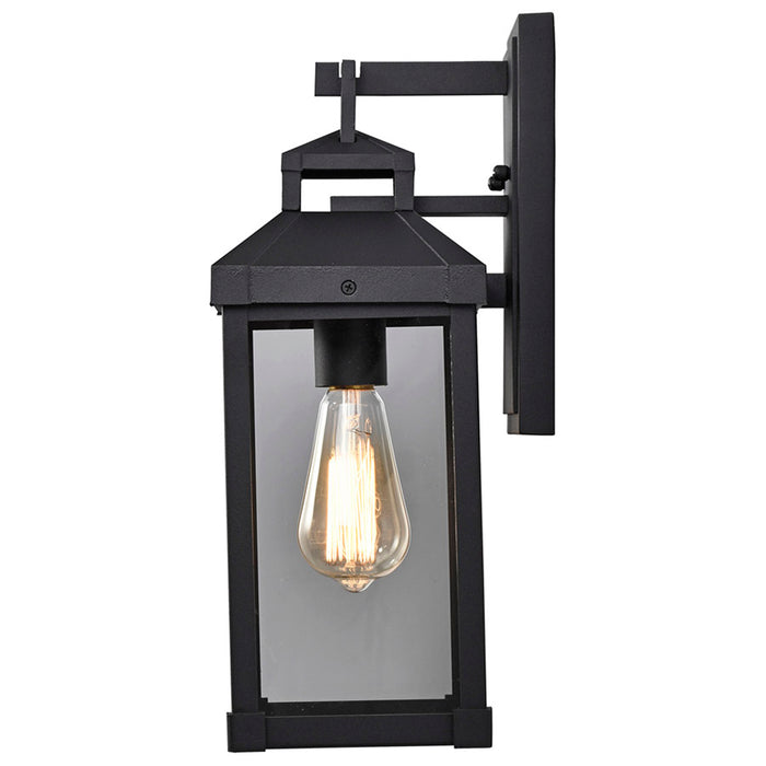 SATCO/NUVO Corning 1-Light Medium Wall Lantern Matte Black With Clear Glass (60-7371)