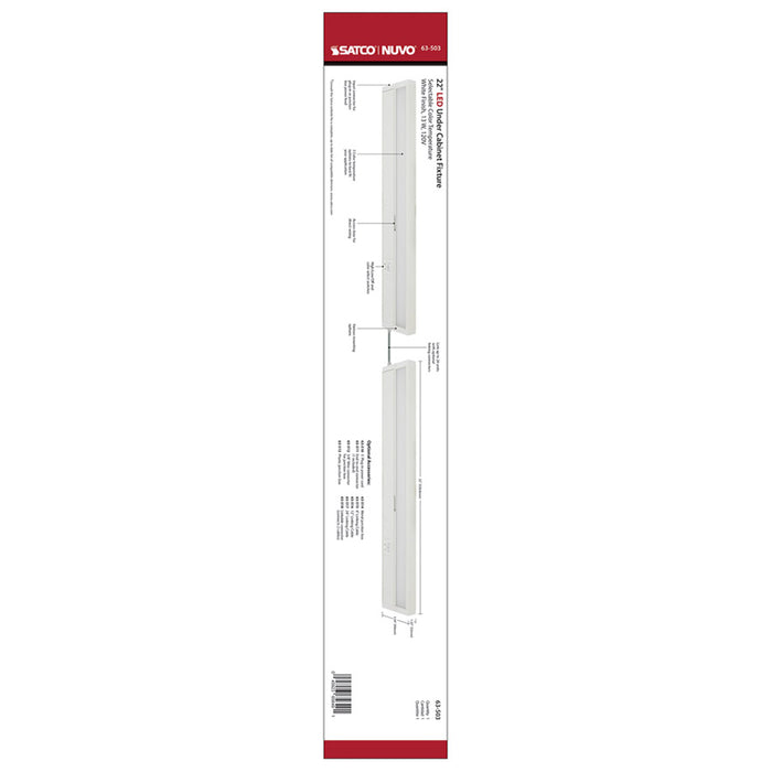 SATCO/NUVO CounterQuick 13W 22 Inch LED White Under Cabinet Light CCT Selectable 40000 Hours (63-503)