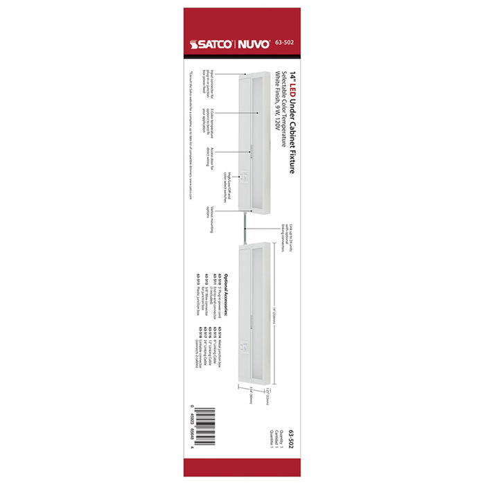 SATCO/NUVO CounterQuick 9W 14 Inch LED White Under Cabinet Light CCT Selectable 40000 Hours (63-502)