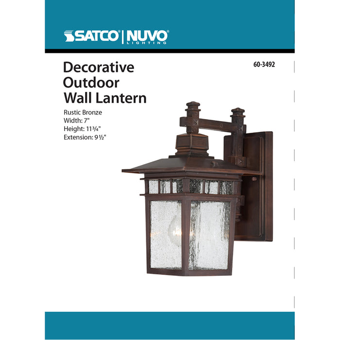 SATCO/NUVO Cove Neck 1-Light 12 Inch Outdoor Lantern With Clear Seed Glass Color Retail Packaging (60-3492)