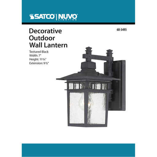 SATCO/NUVO Cove Neck 1-Light 12 Inch Outdoor Lantern With Clear Seed Glass Color Retail Packaging (60-3493)