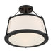 SATCO/NUVO Cutty 3-Light Semi-Flush Fixture Matte Black Finish With White Fabric Shade (60-6998)