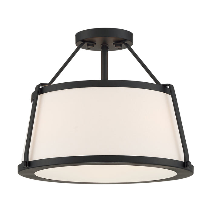 SATCO/NUVO Cutty 3-Light Semi-Flush Fixture Matte Black Finish With White Fabric Shade (60-6998)