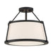 SATCO/NUVO Cutty 3-Light Semi-Flush Fixture Matte Black Finish With White Fabric Shade (60-6998)