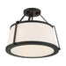 SATCO/NUVO Cutty 3-Light Semi-Flush Fixture Matte Black Finish With White Fabric Shade (60-6998)