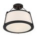 SATCO/NUVO Cutty 3-Light Semi-Flush Fixture Matte Black Finish With White Fabric Shade (60-6998)