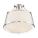SATCO/NUVO Cutty 3-Light Semi-Flush Fixture Polished Nickel Finish With White Fabric Shade (60-6996)