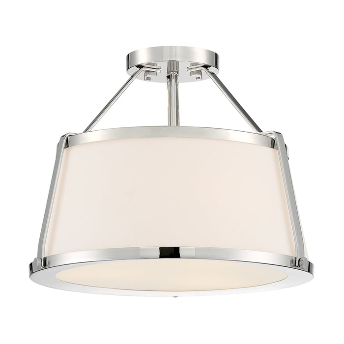 SATCO/NUVO Cutty 3-Light Semi-Flush Fixture Polished Nickel Finish With White Fabric Shade (60-6996)
