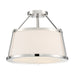 SATCO/NUVO Cutty 3-Light Semi-Flush Fixture Polished Nickel Finish With White Fabric Shade (60-6996)