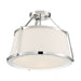 SATCO/NUVO Cutty 3-Light Semi-Flush Fixture Polished Nickel Finish With White Fabric Shade (60-6996)